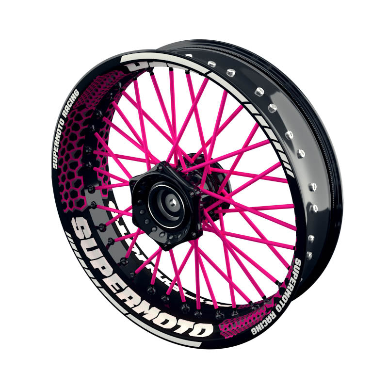 Felgenaufkleber Supermoto Design Hexagon S pink