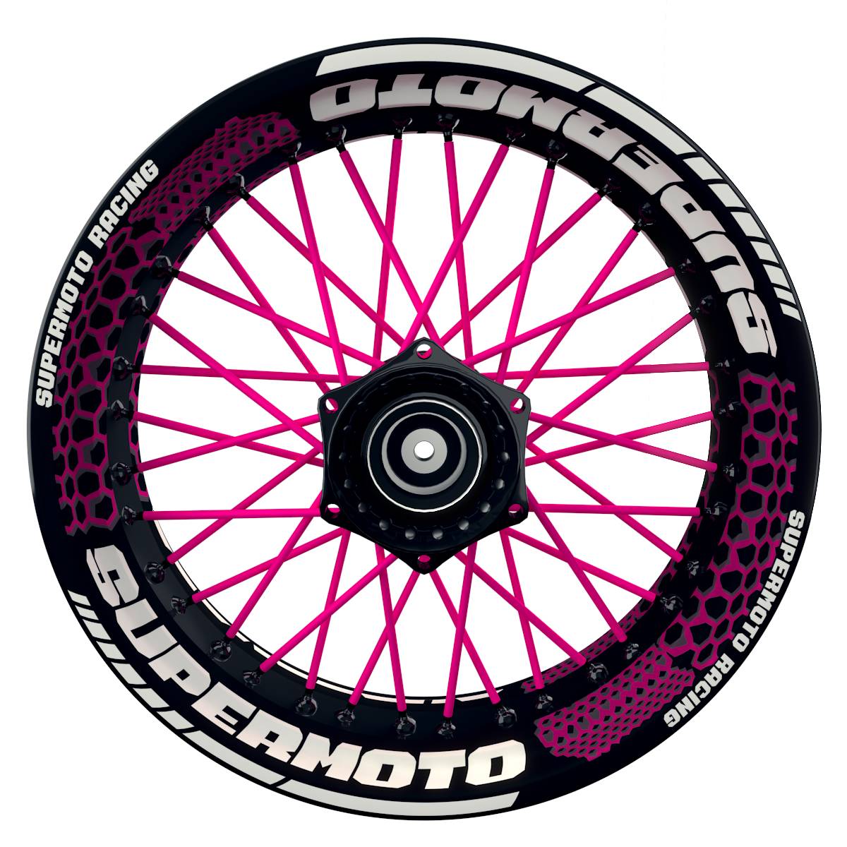 Felgenaufkleber Supermoto Design Hexagon S pink