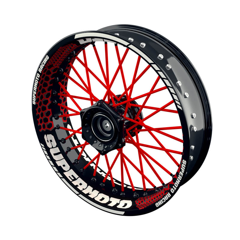 Felgenaufkleber Supermoto Design Hexagon S rot