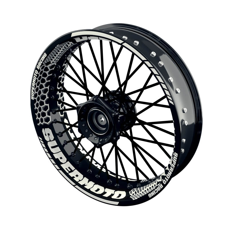 Felgenaufkleber Supermoto Design Hexagon S weiss