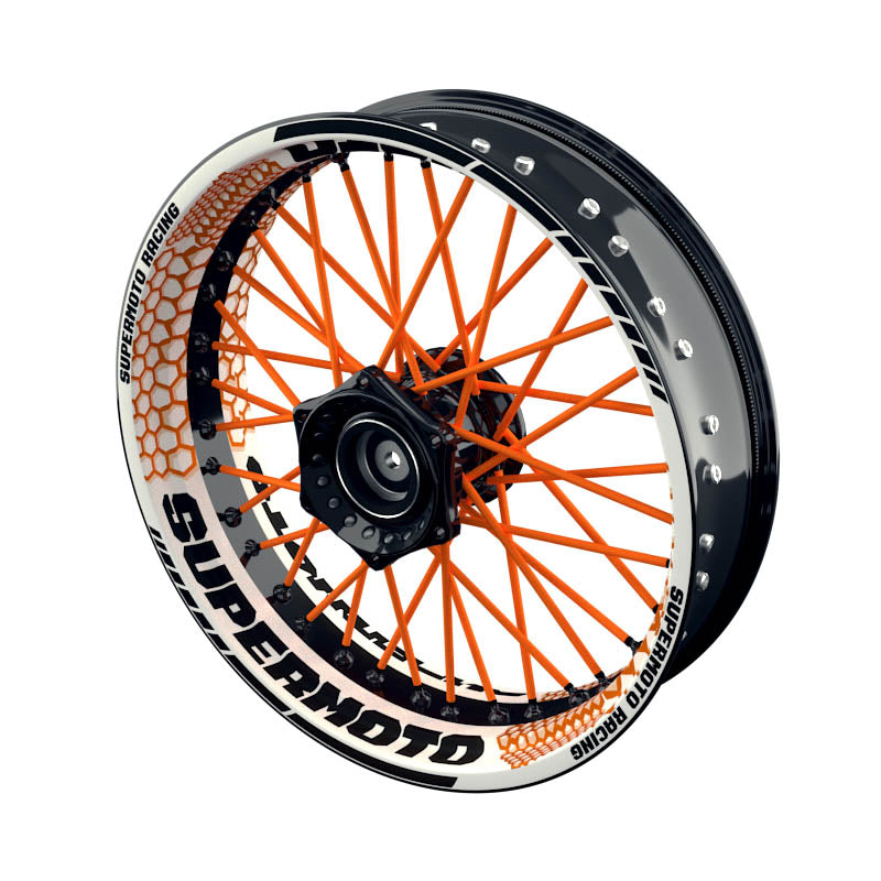 Felgenaufkleber Supermoto Design Hexagon W orange