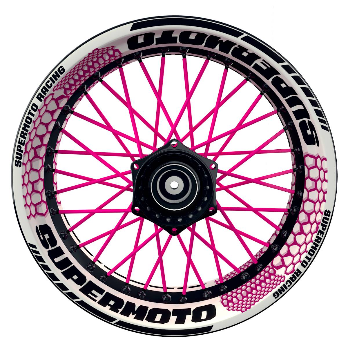 Felgenaufkleber Supermoto Design Hexagon W pink