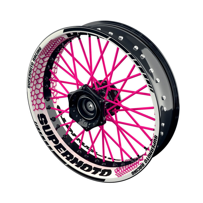 Felgenaufkleber Supermoto Design Hexagon W pink