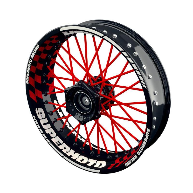 Felgenaufkleber Supermoto Design GRID S rot