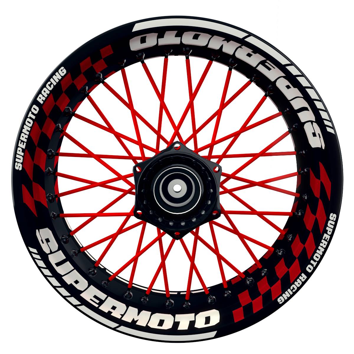 Felgenaufkleber Supermoto Design GRID S rot