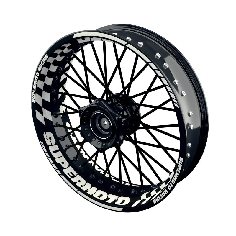 Felgenaufkleber Supermoto Design GRID S weiss