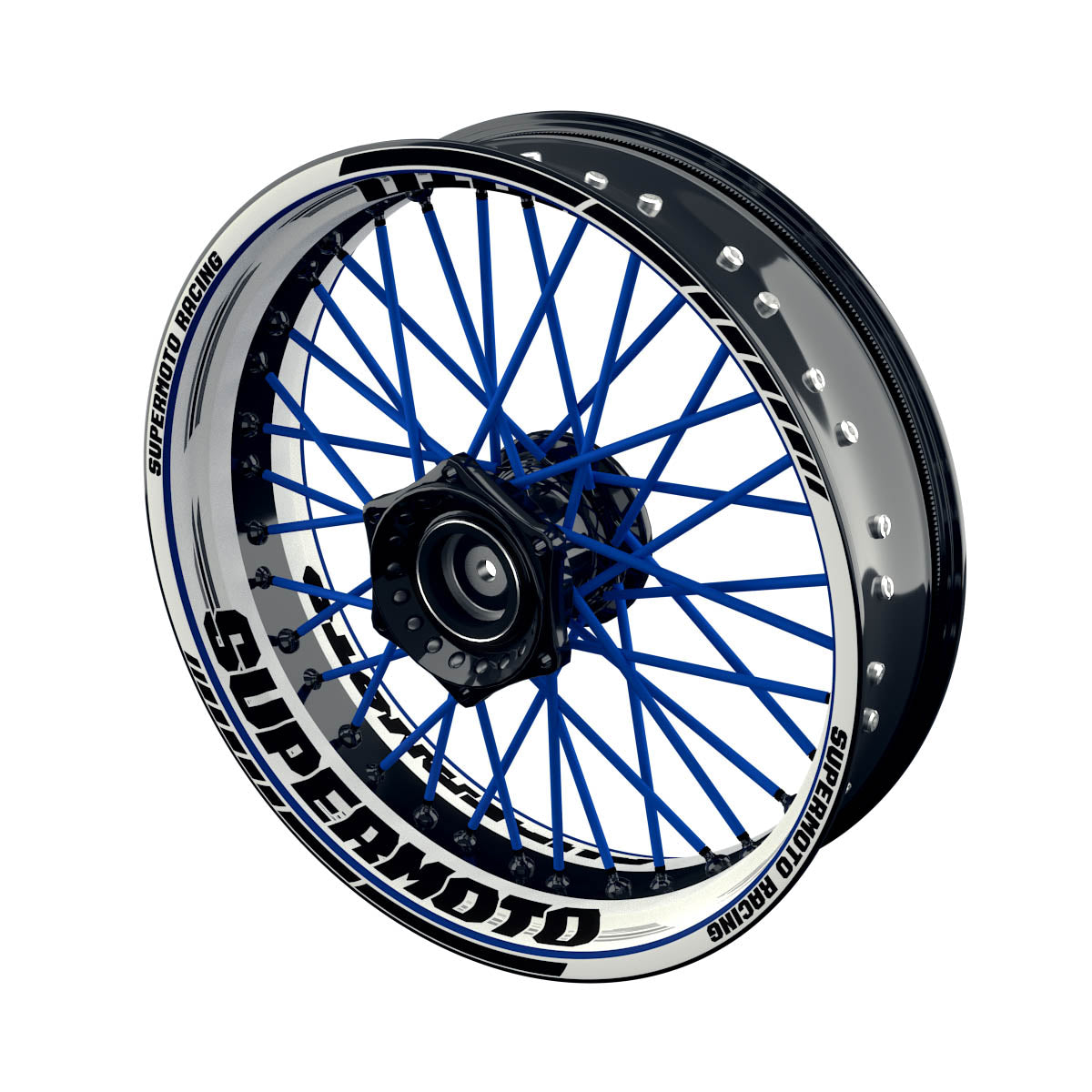 Felgenaufkleber Supermoto Design Scratched W blau