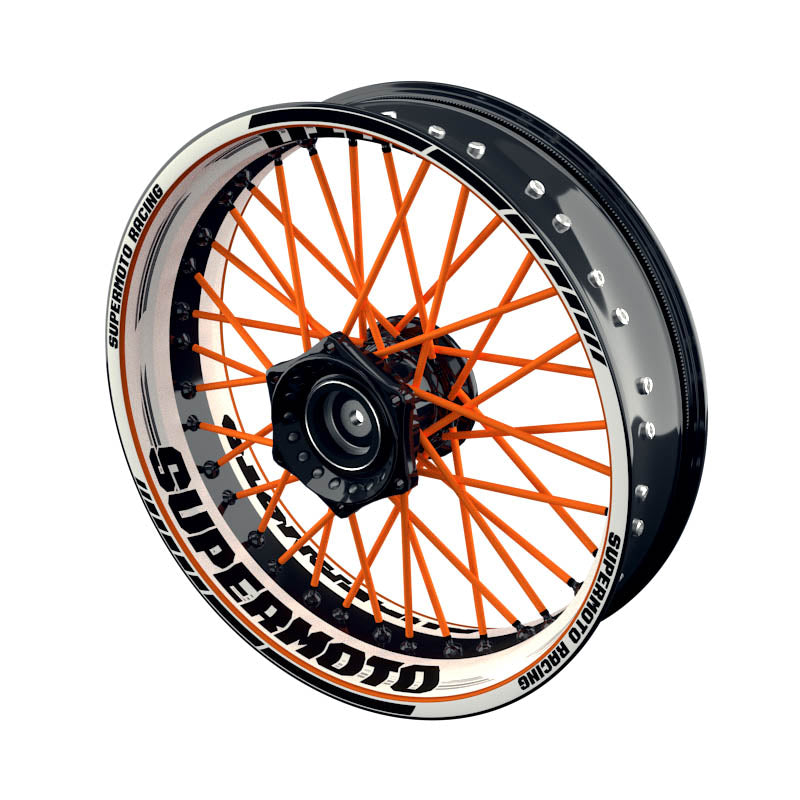 Felgenaufkleber Supermoto Design Scratched W orange