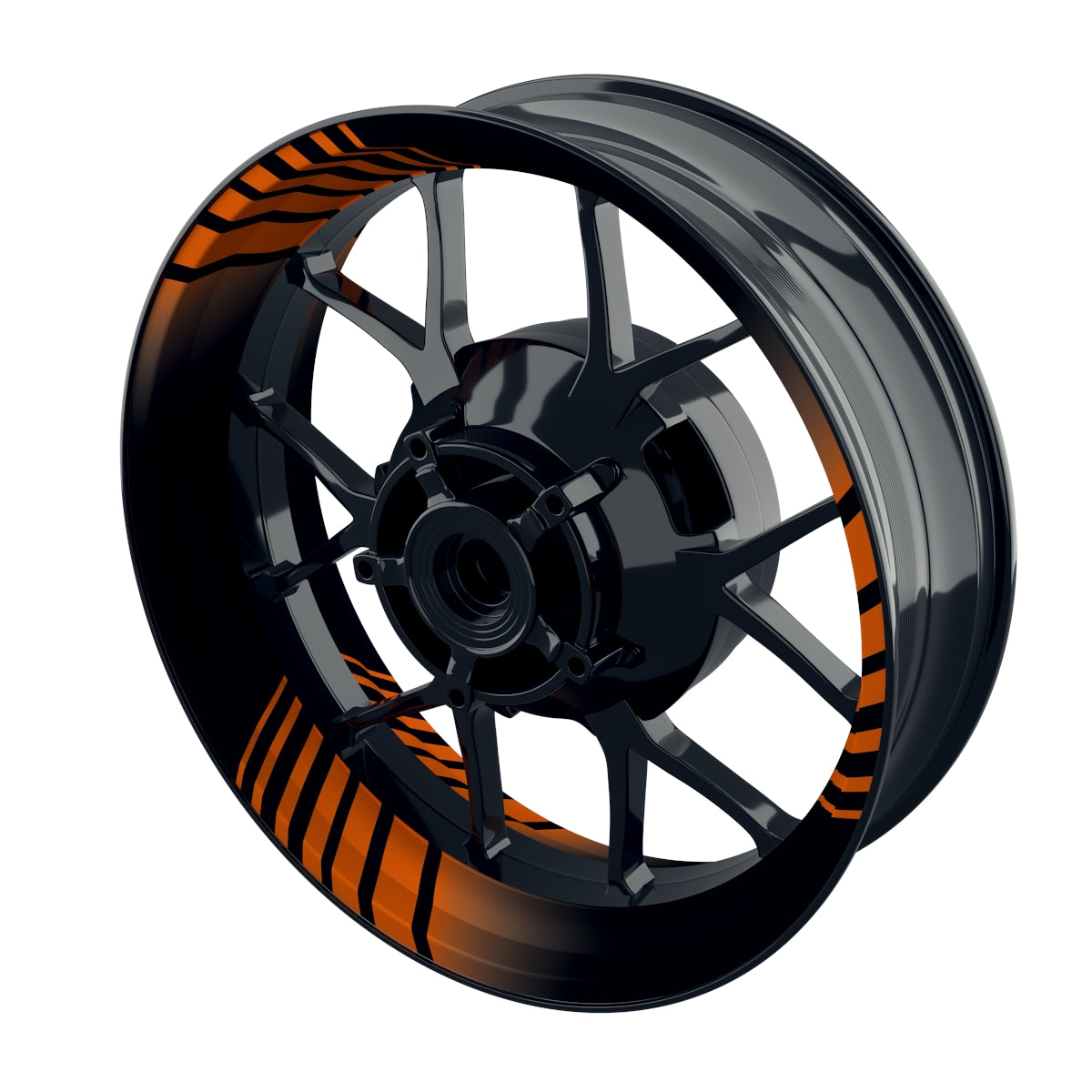 Felgenaufkleber Techno schwarz Wheelsticker Premium orange