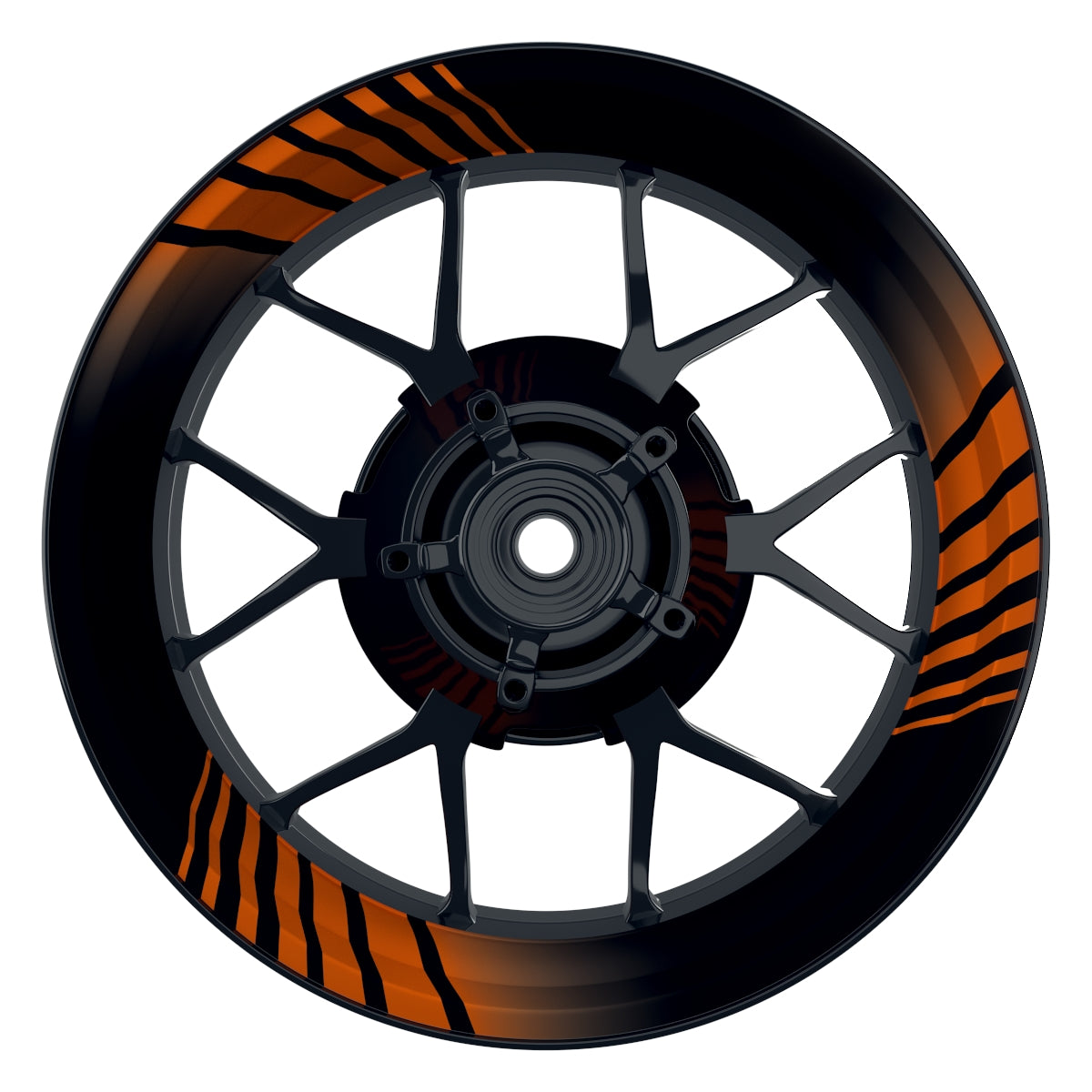 Felgenaufkleber Techno schwarz Wheelsticker Premium orange