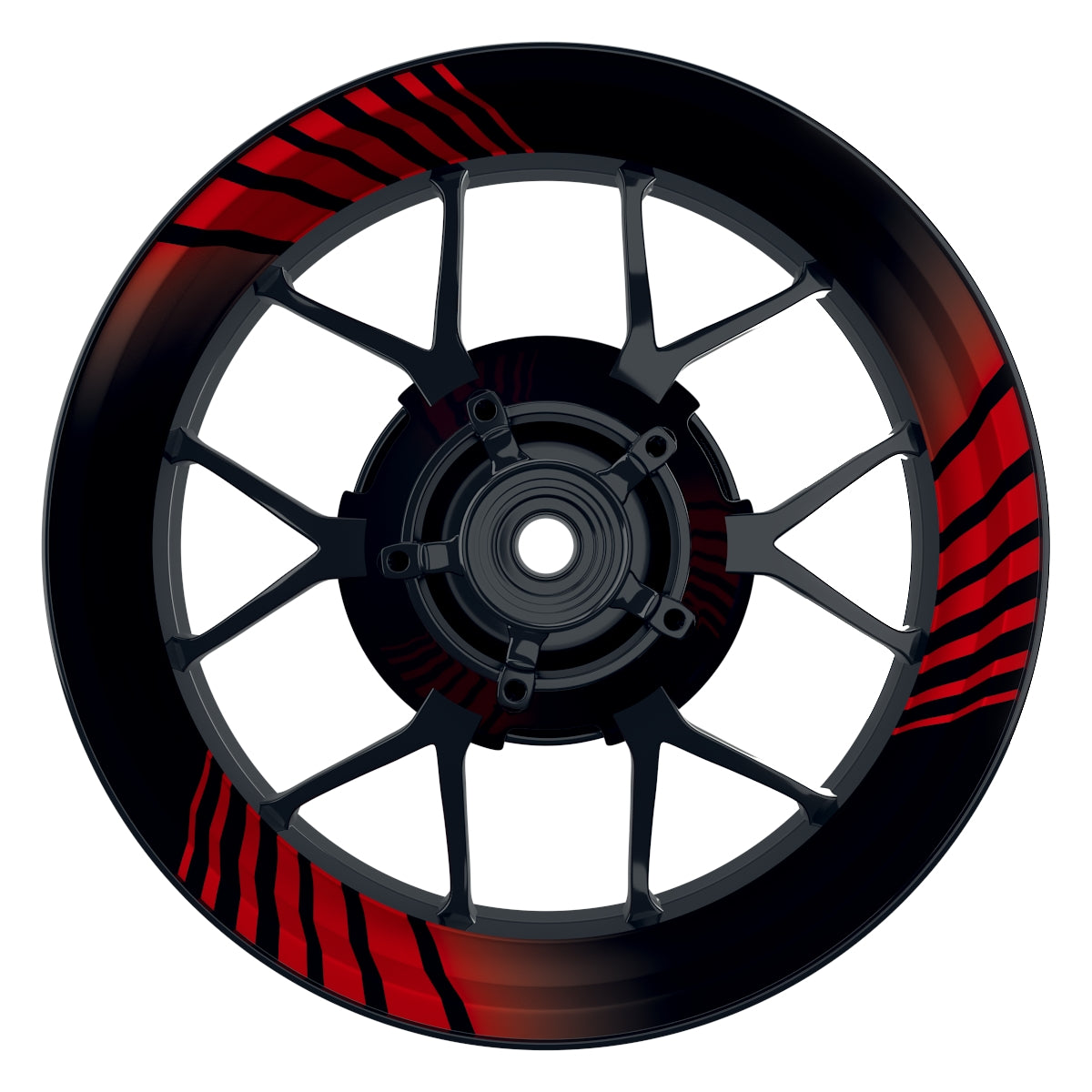 Felgenaufkleber Techno schwarz Wheelsticker Premium rot