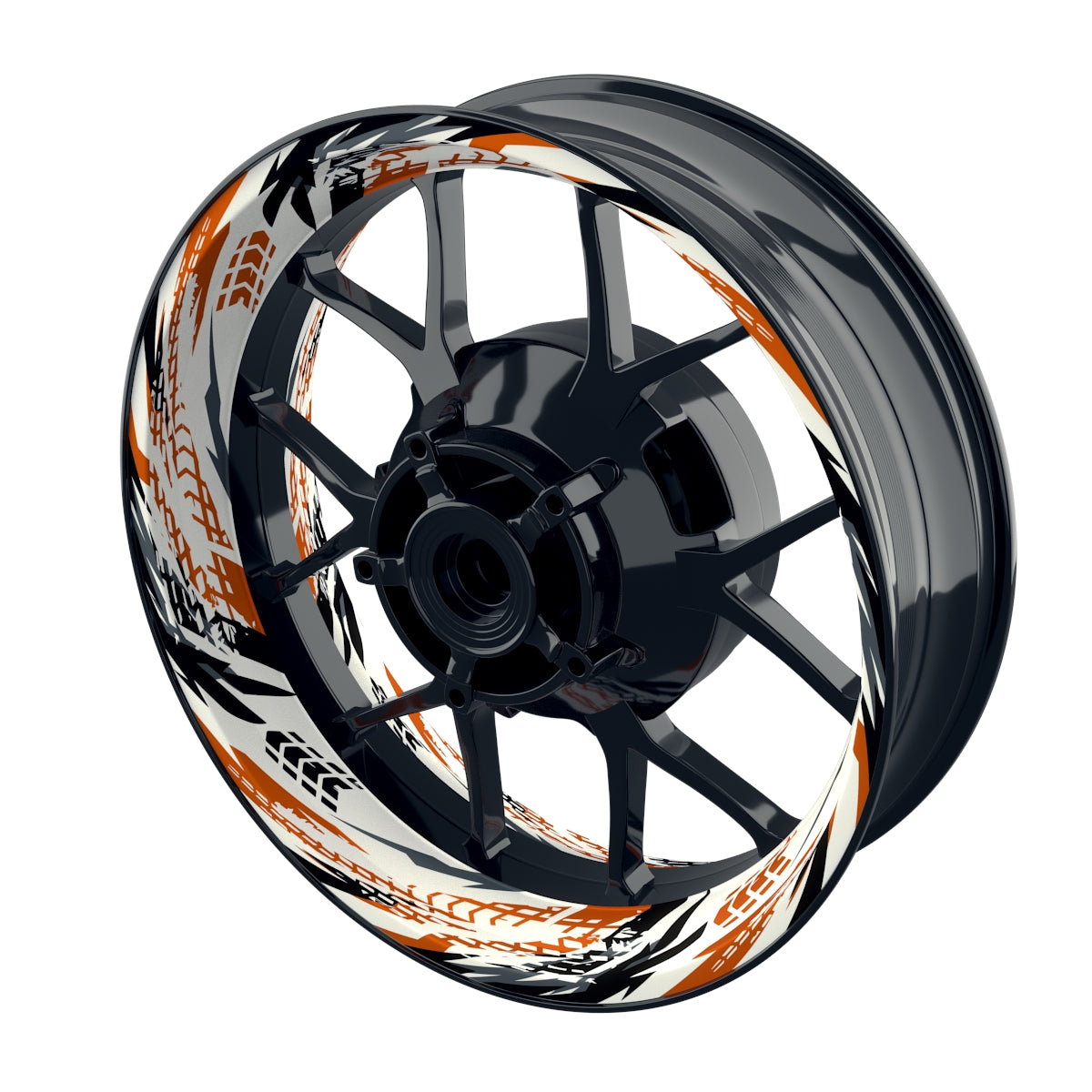 Felgenaufkleber Tires weiss Wheelsticker Premium orange