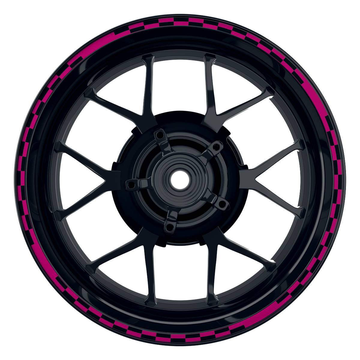 Felgenrandaufkleber V10 schwarz pink Frontansicht
