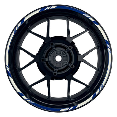 Felgenrandaufkleber V1 weiss blau Frontansicht