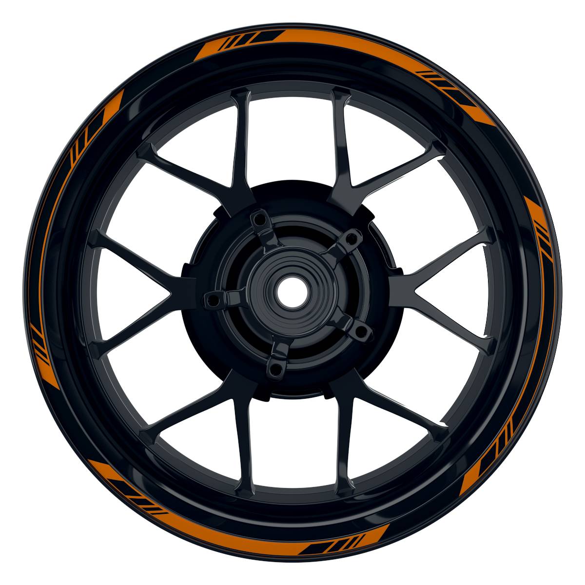 Felgenrandaufkleber V1 schwarz orange Frontansicht
