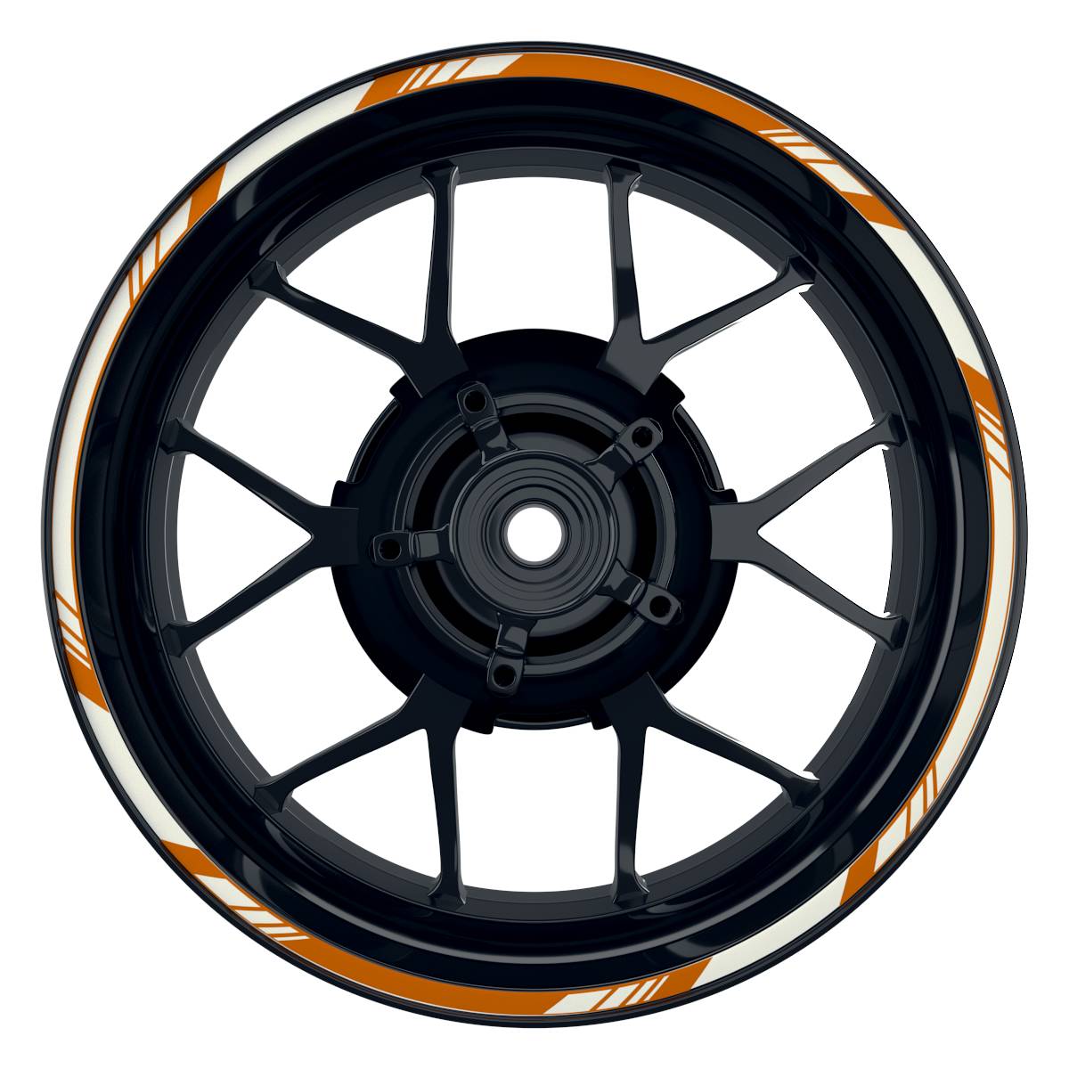 Felgenrandaufkleber V1 weiss orange Frontansicht