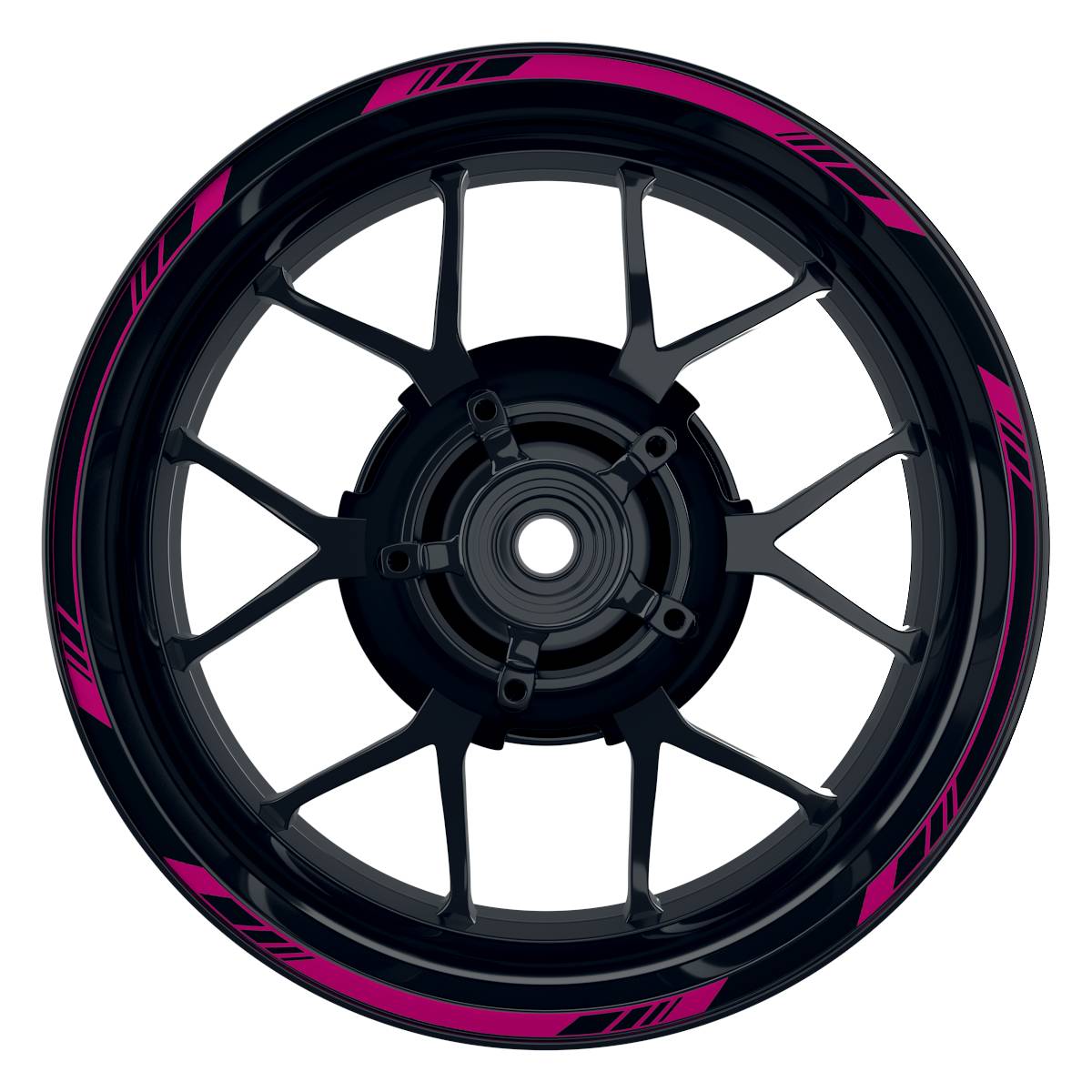 Felgenrandaufkleber V1 schwarz pink Frontansicht