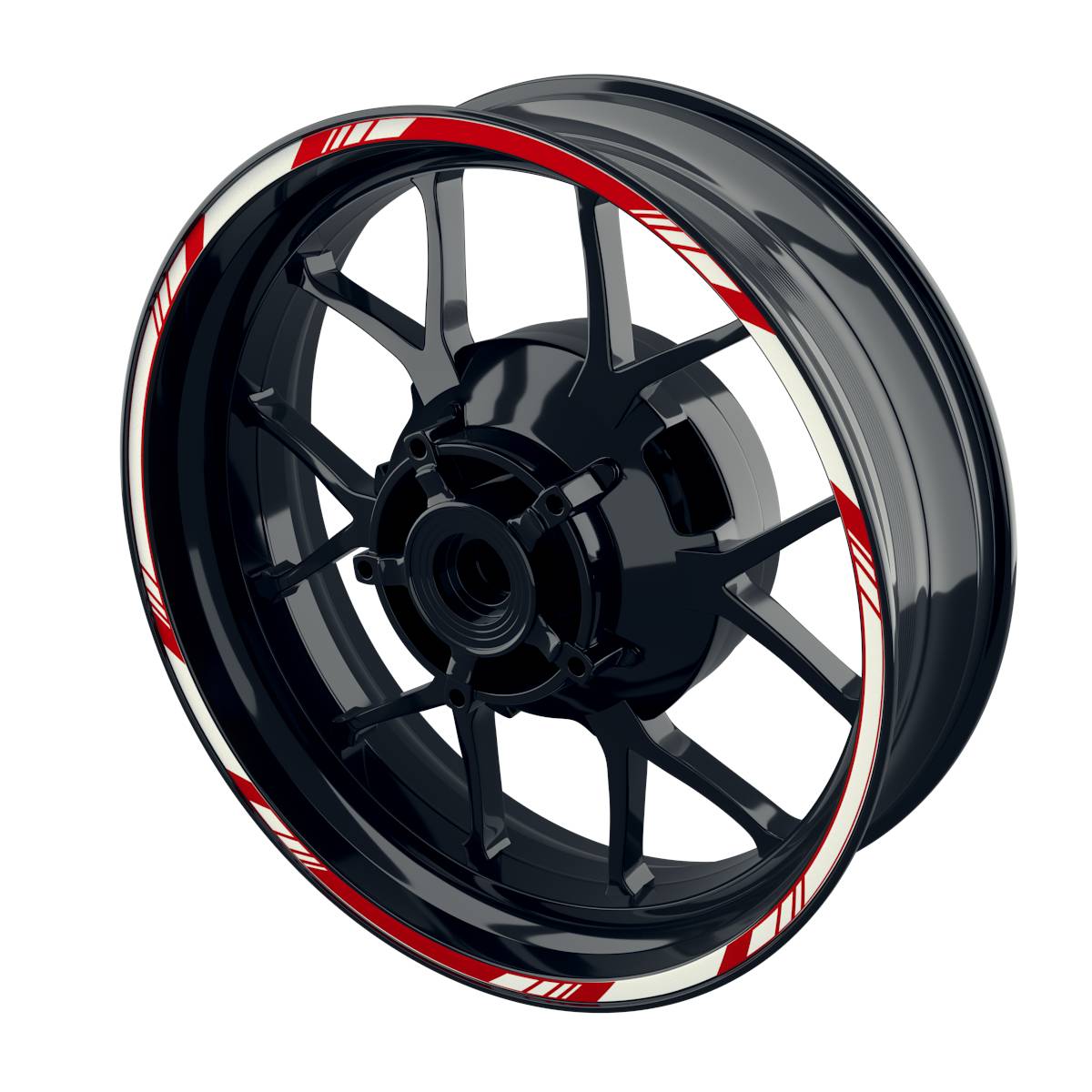 Felgenrandaufkleber V1 weiss rot