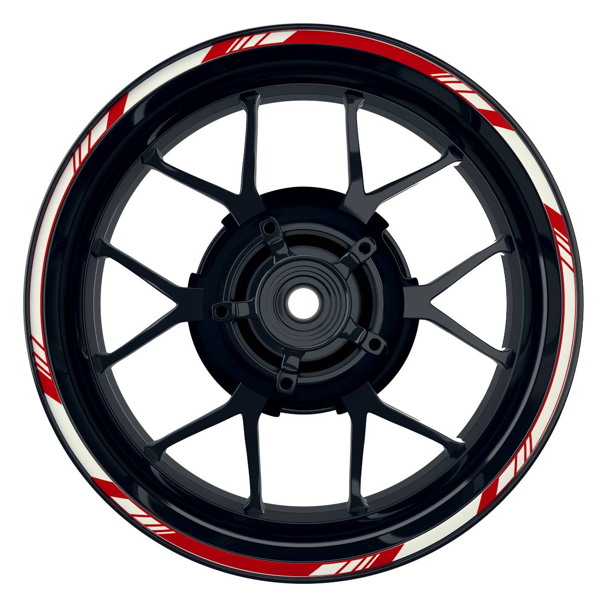 Felgenrandaufkleber V1 weiss rot Frontansicht