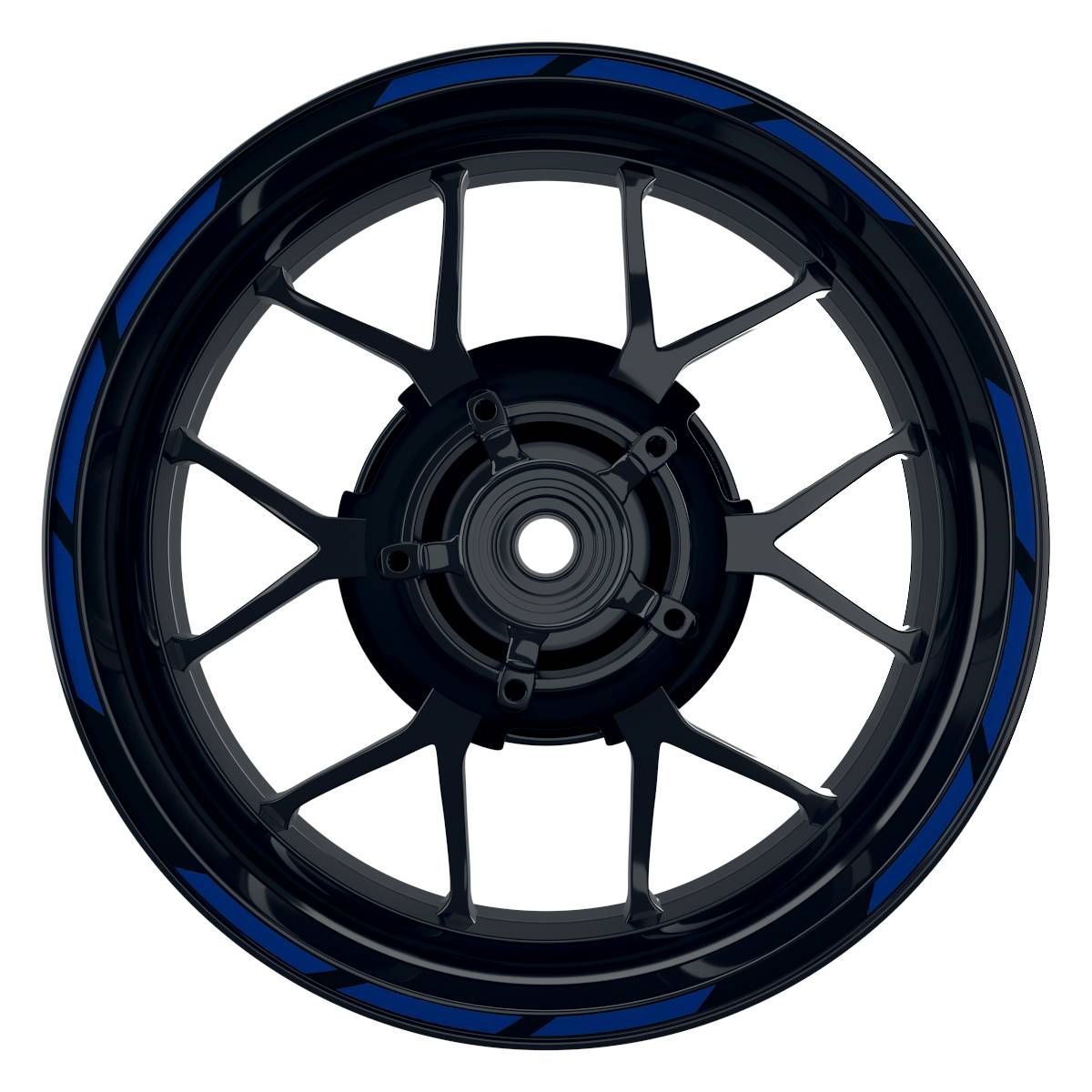 Felgenrandaufkleber V2 schwarz blau Frontansicht