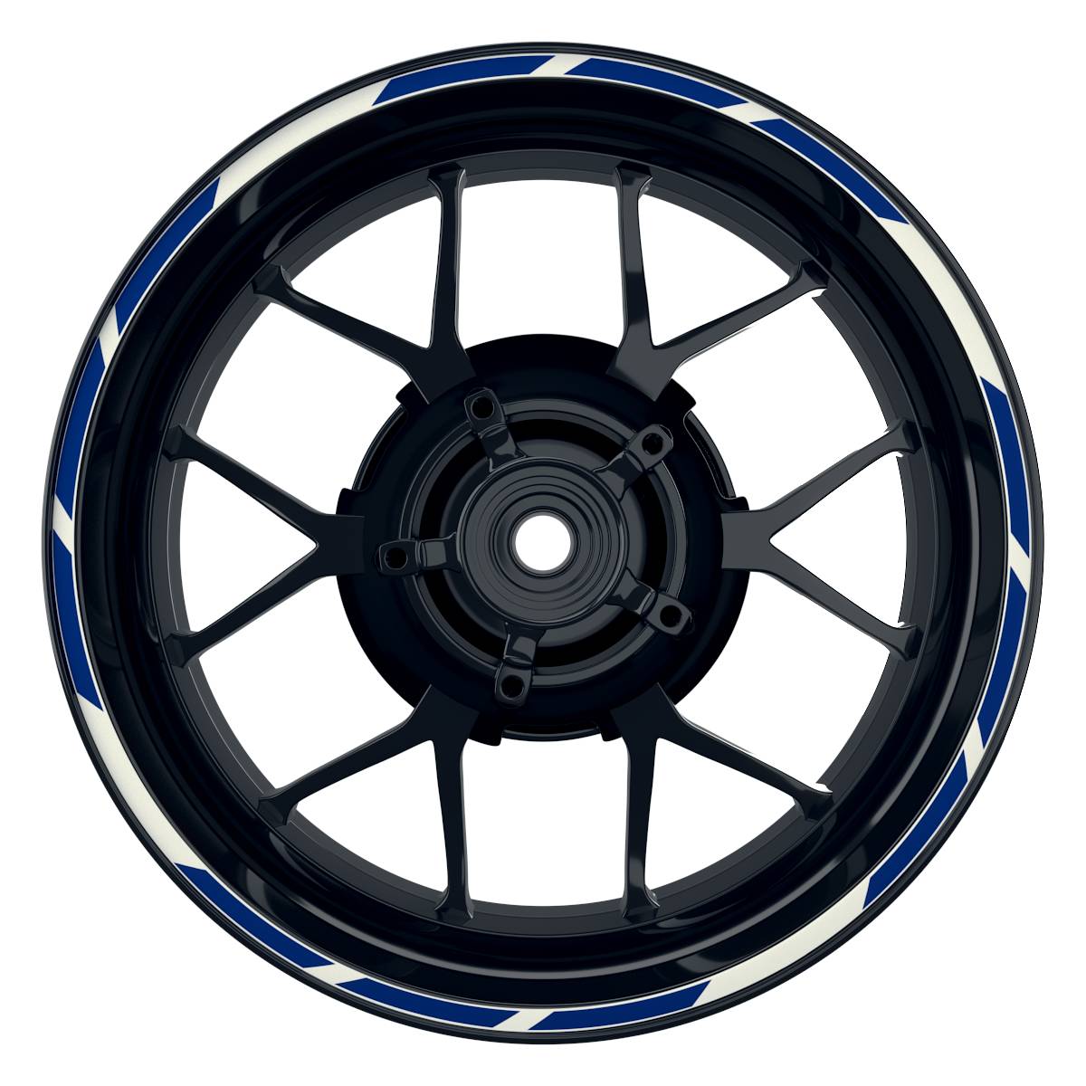 Felgenrandaufkleber V2 weiss blau Frontansicht