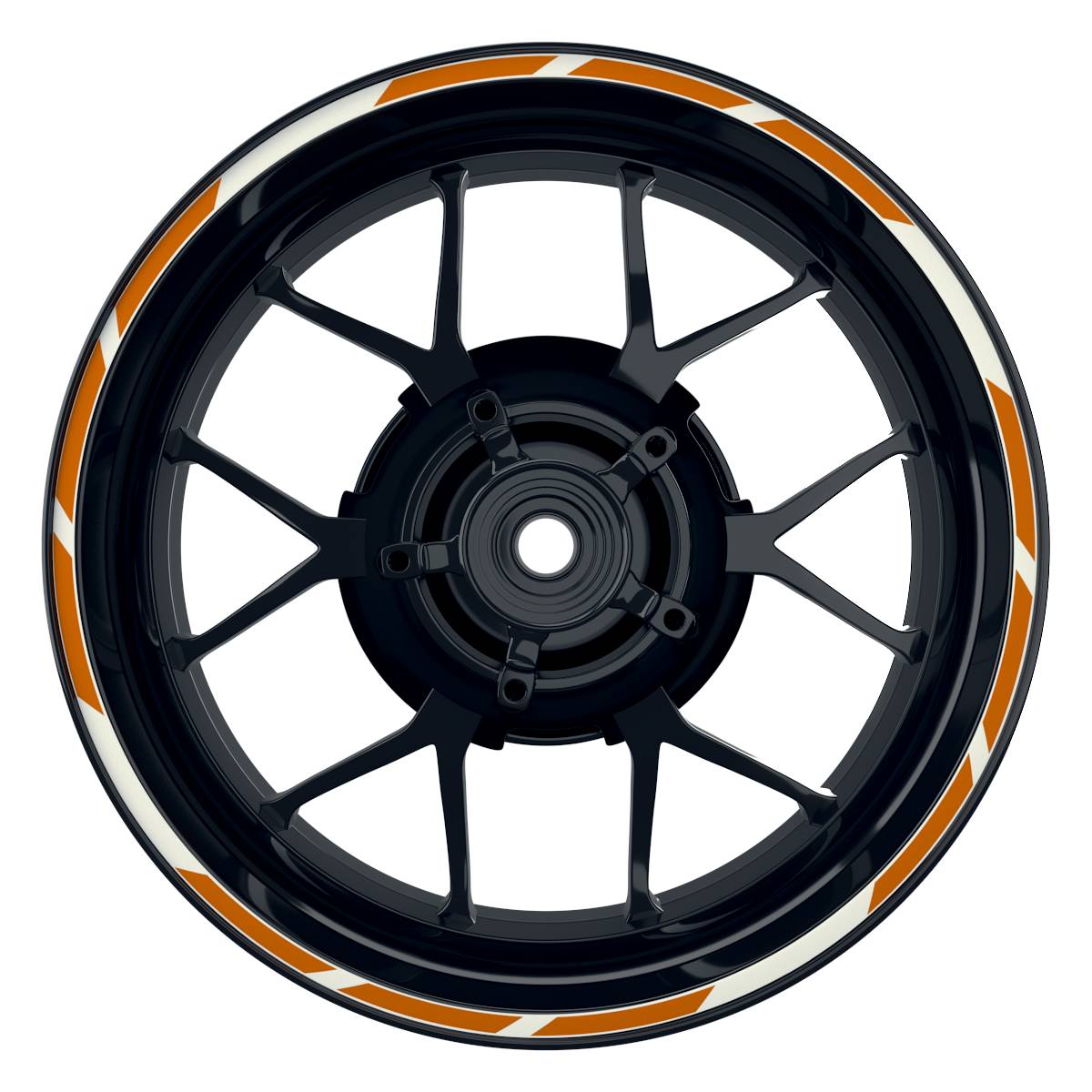Felgenrandaufkleber V2 weiss orange Frontansicht