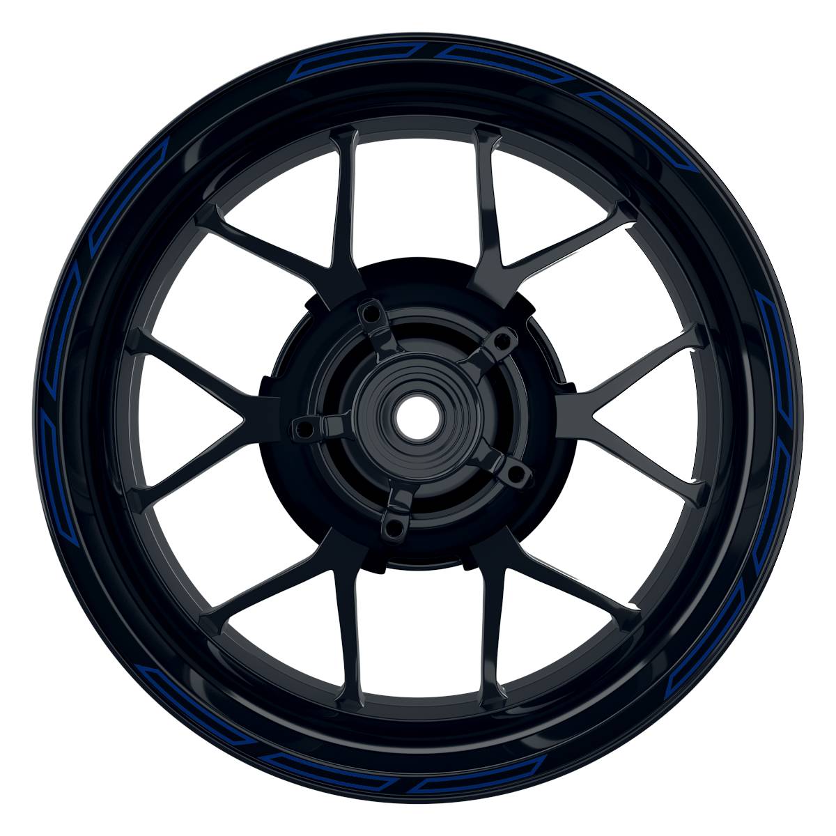 Felgenrandaufkleber V3 schwarz blau Frontansicht