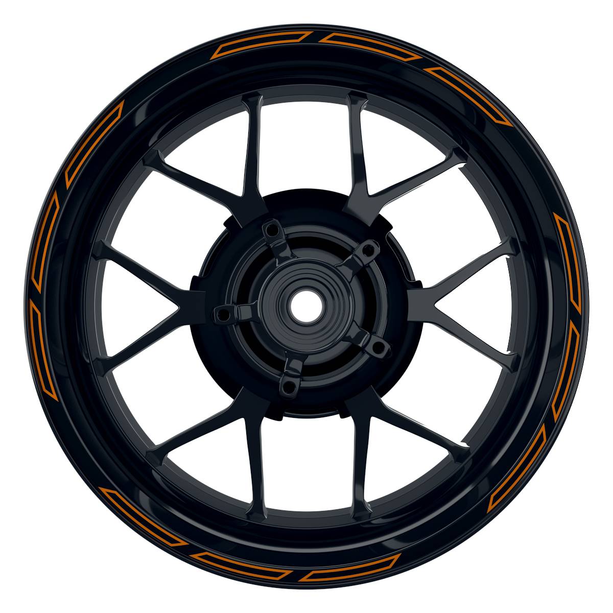 Felgenrandaufkleber V3 schwarz orange Frontansicht
