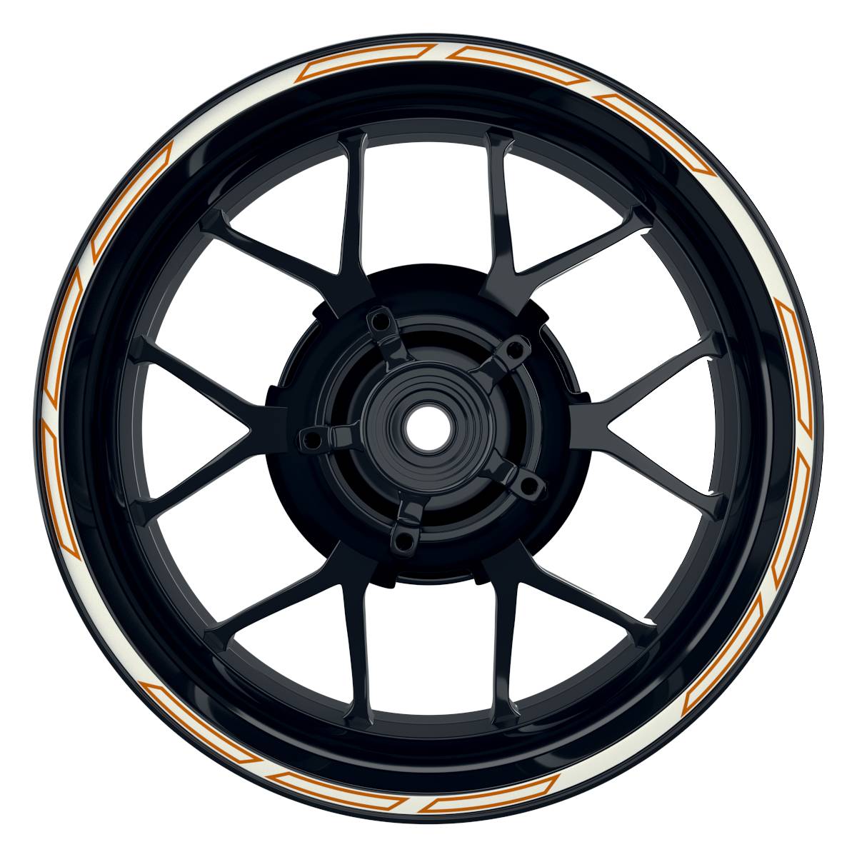 Felgenrandaufkleber V3 weiss orange Frontansicht