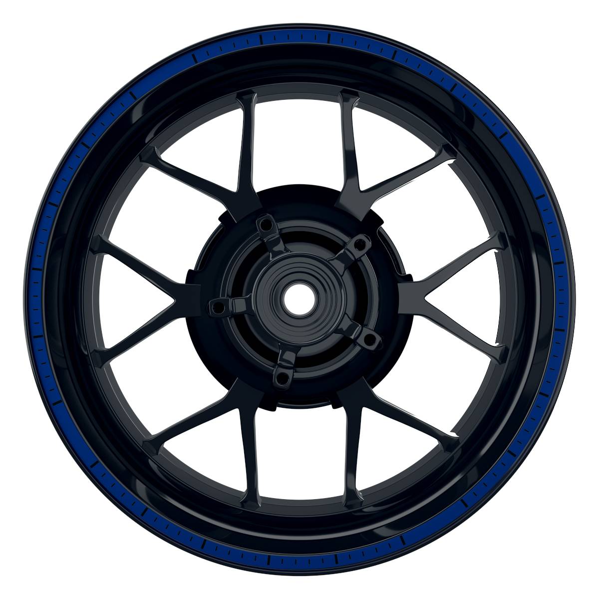 Felgenrandaufkleber V4 schwarz blau Frontansicht