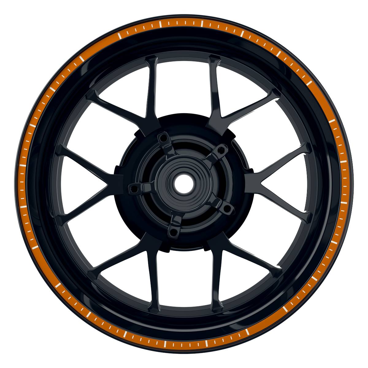 Felgenrandaufkleber V4 weiss orange Frontansicht