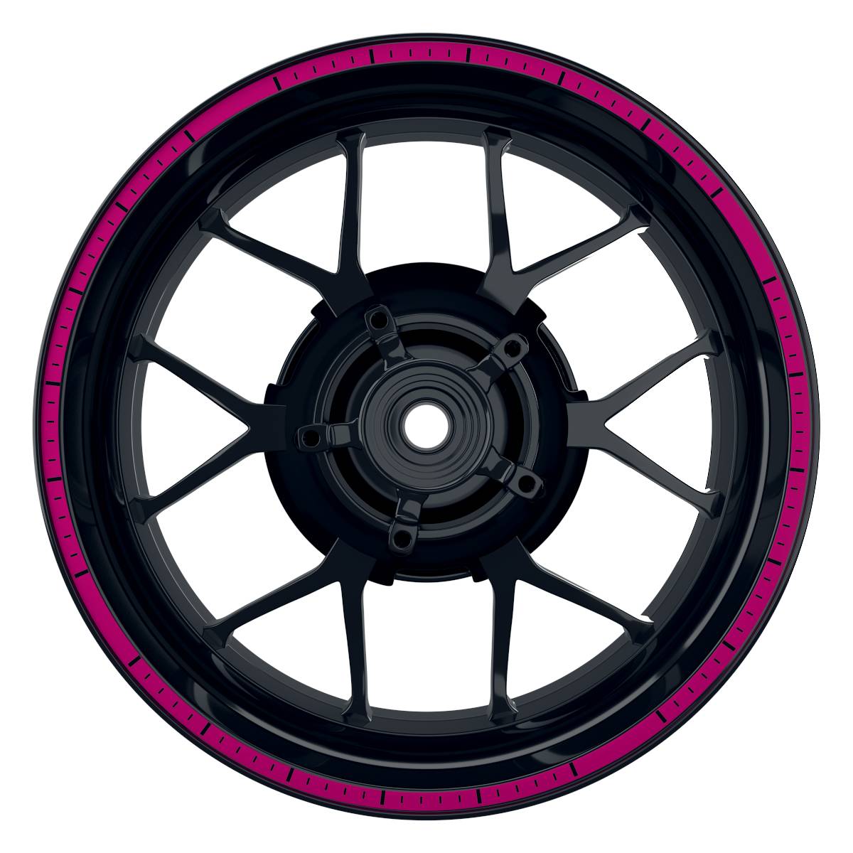 Felgenrandaufkleber V4 schwarz pink Frontansicht