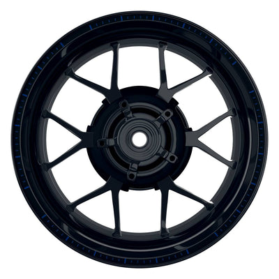 Felgenrandaufkleber V5 schwarz blau Frontansicht