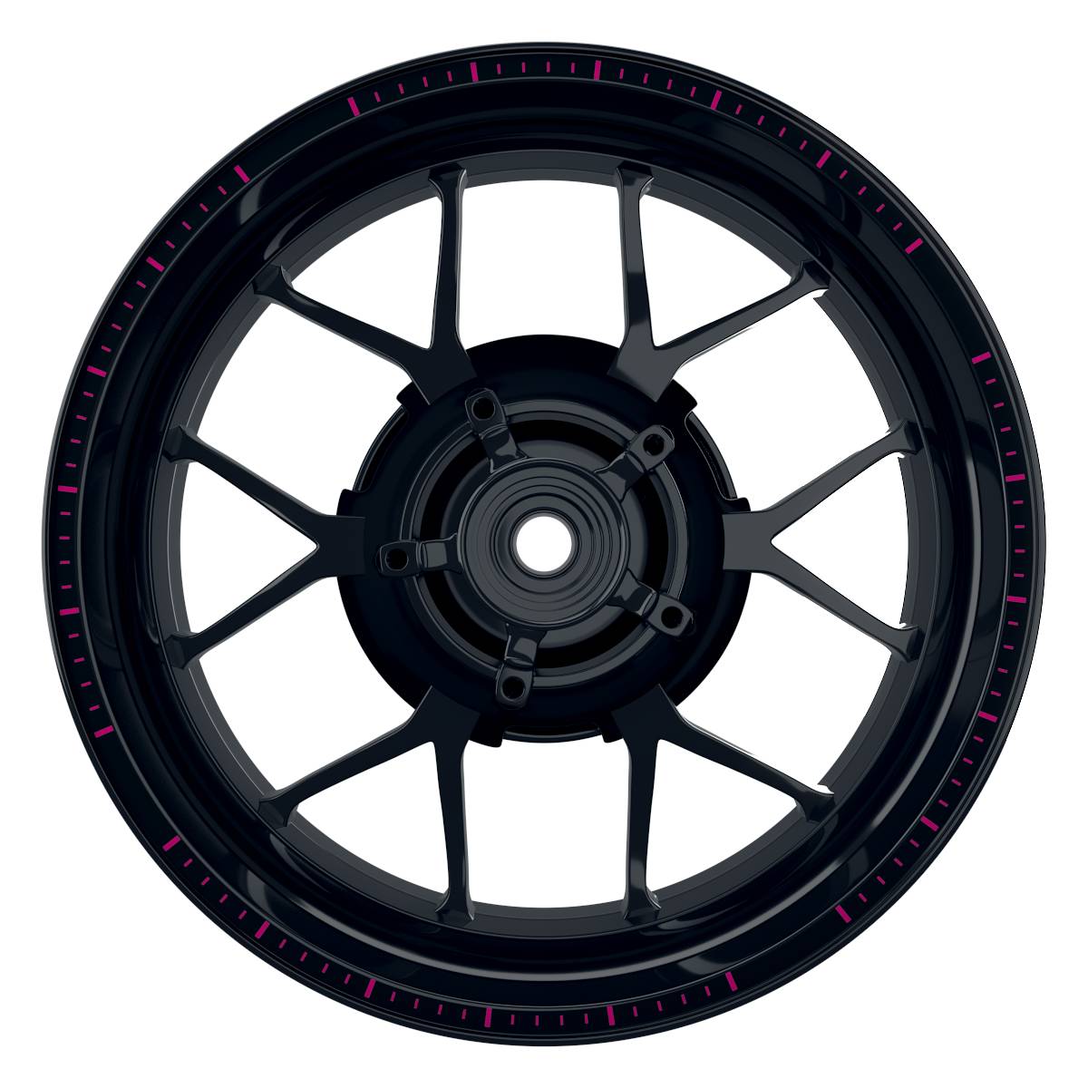 Felgenrandaufkleber V5 schwarz pink Frontansicht