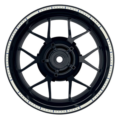 Felgenrandaufkleber V5 weiss blau Frontansicht