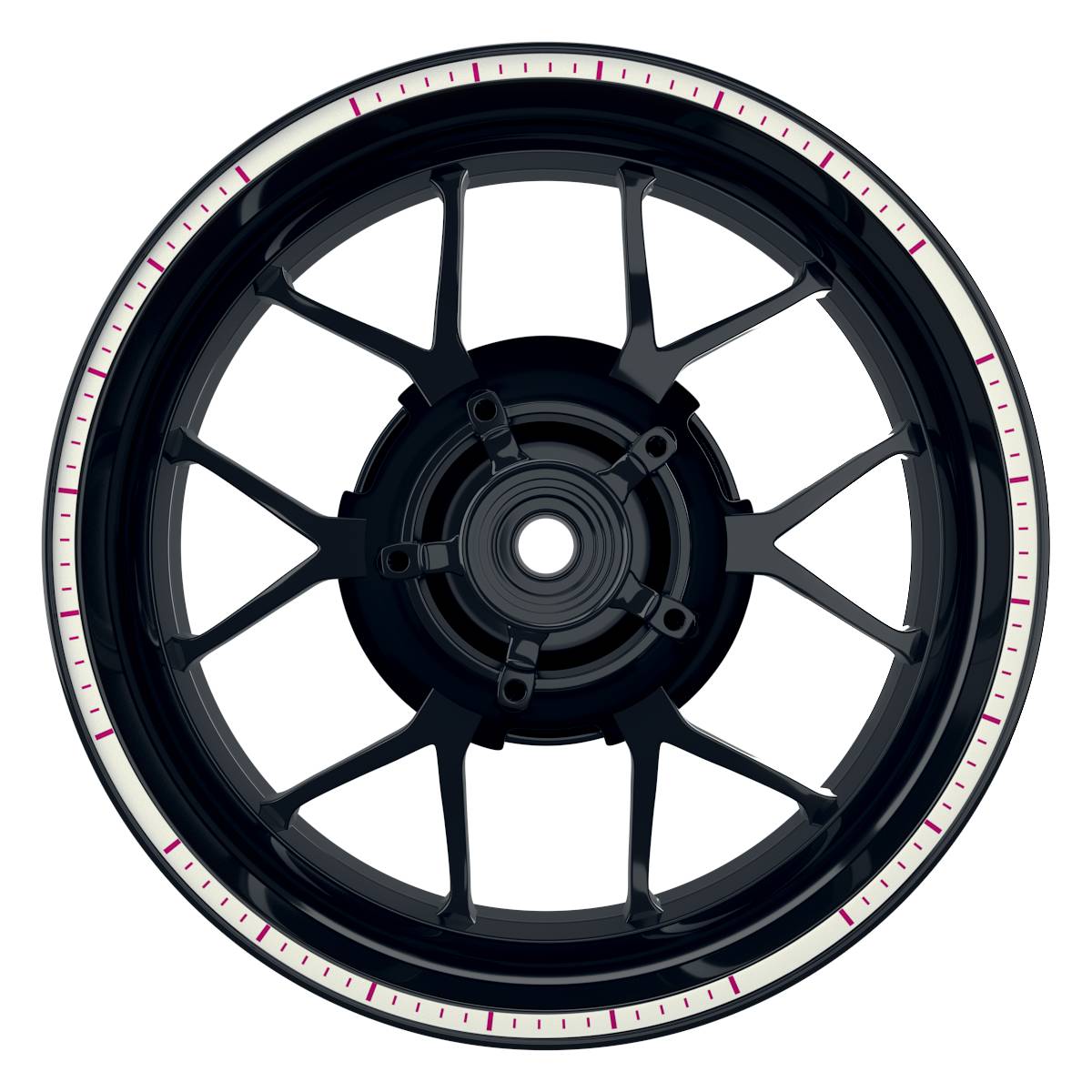 Felgenrandaufkleber V5 weiss pink Frontansicht