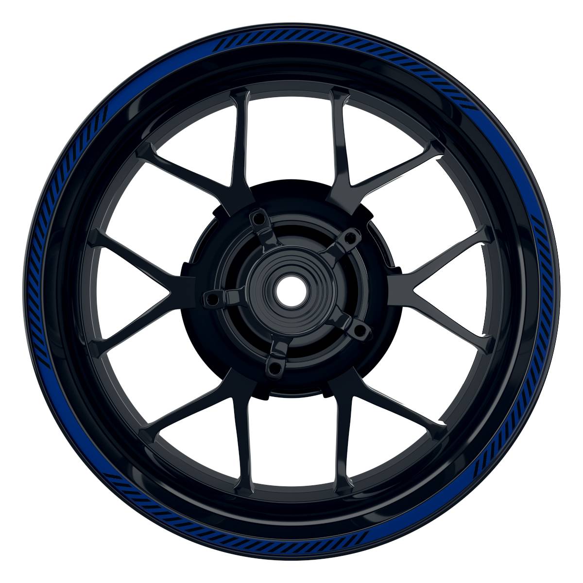 Felgenrandaufkleber V6 schwarz blau Frontansicht