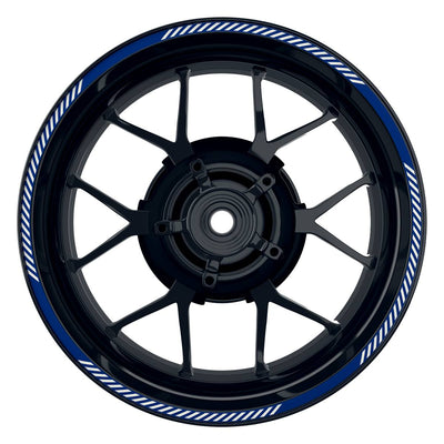 Felgenrandaufkleber V6 weiss blau Frontansicht