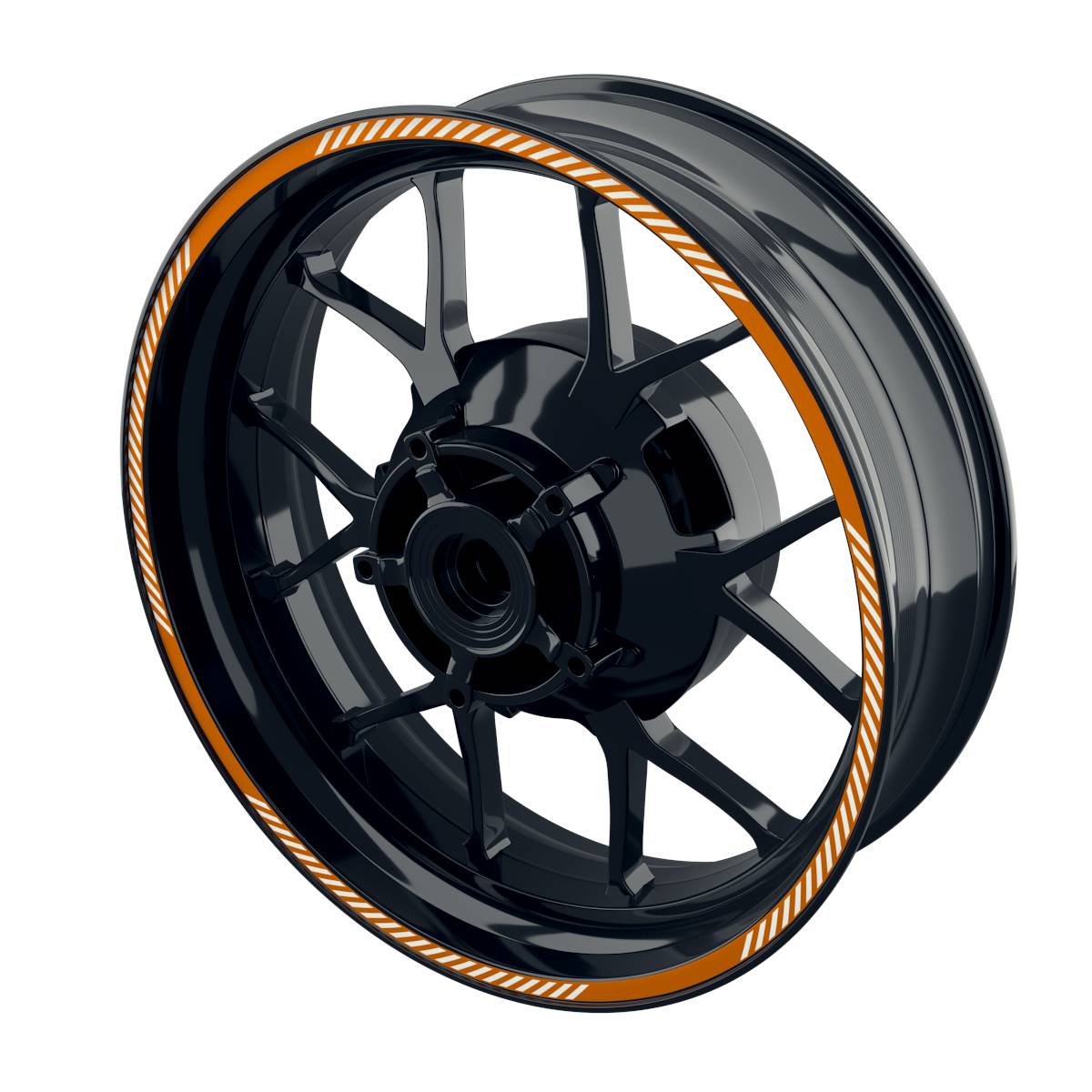 Felgenrandaufkleber V6 weiss orange