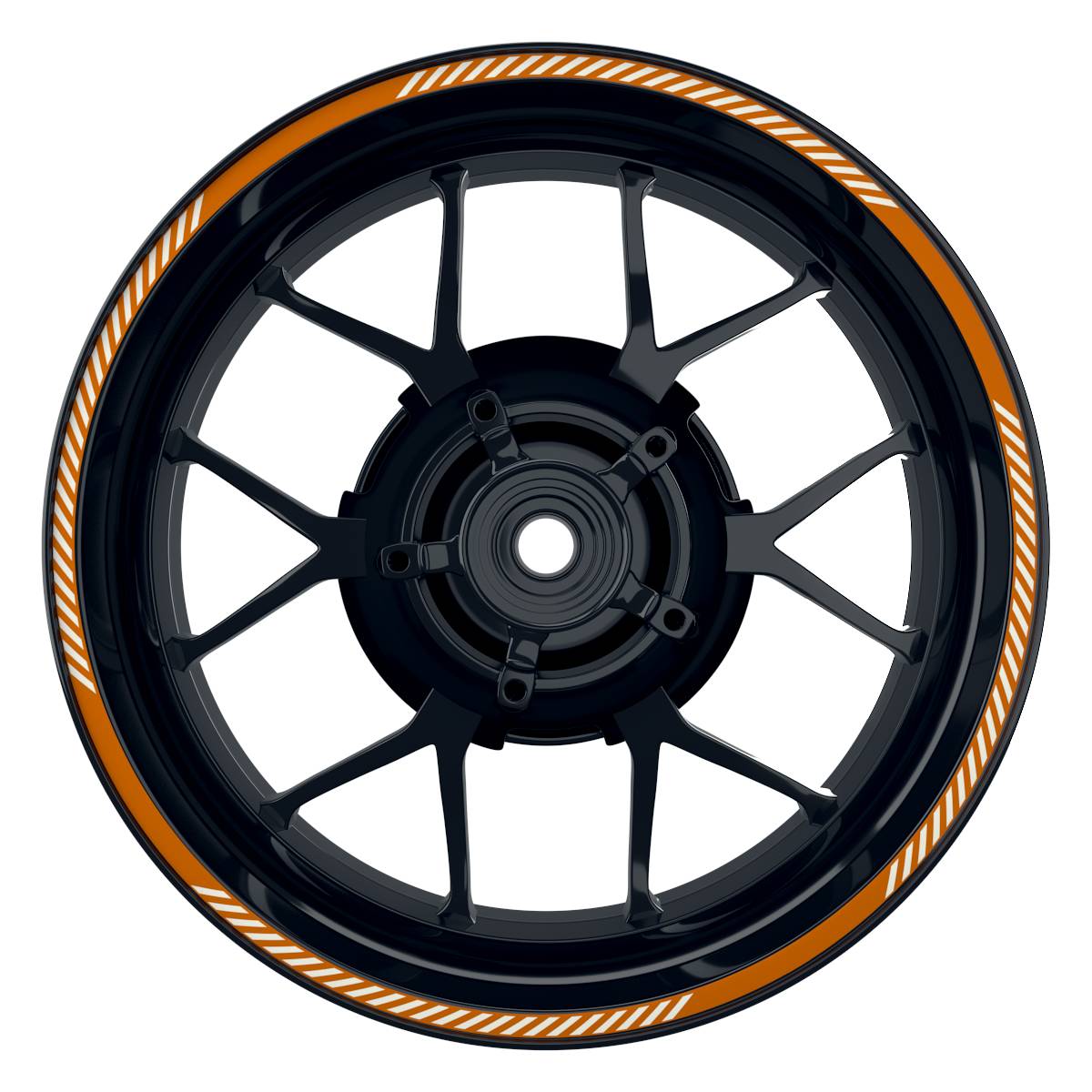 Felgenrandaufkleber V6 weiss orange Frontansicht
