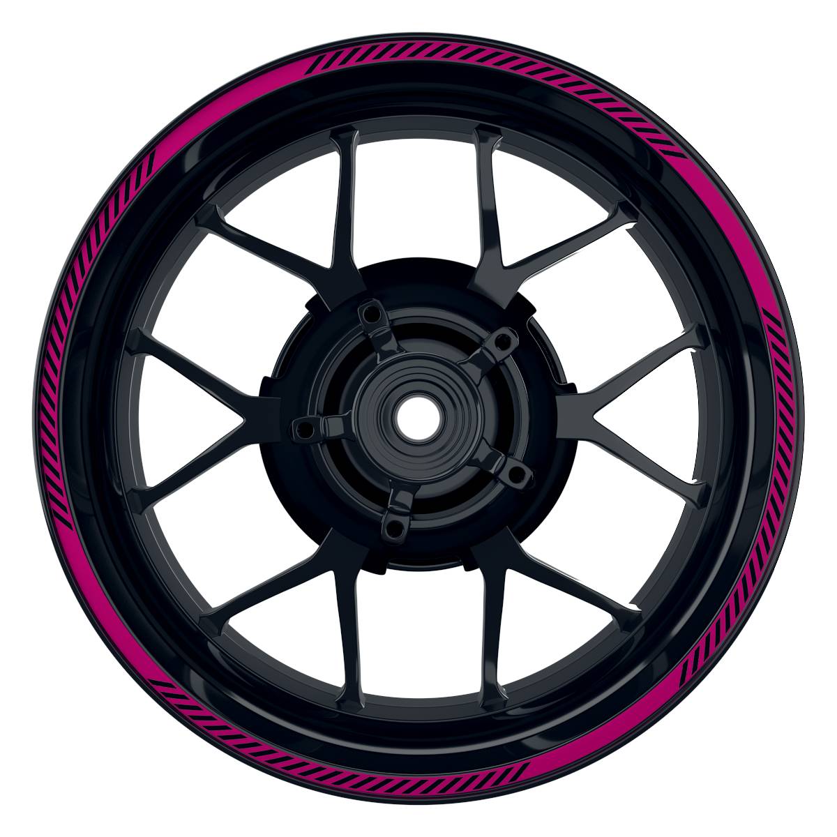 Felgenrandaufkleber V6 schwarz pink Frontansicht