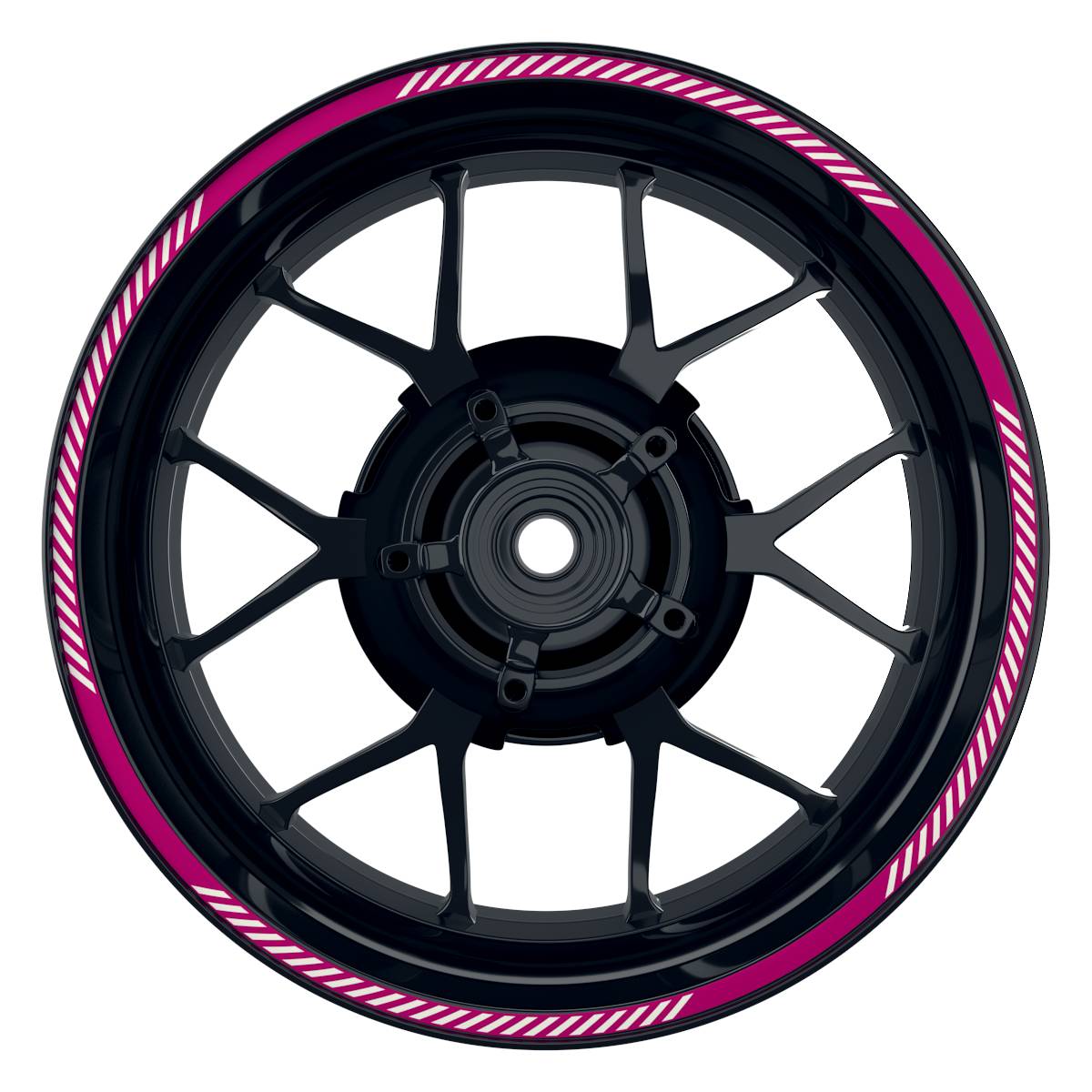 Felgenrandaufkleber V6 weiss pink Frontansicht