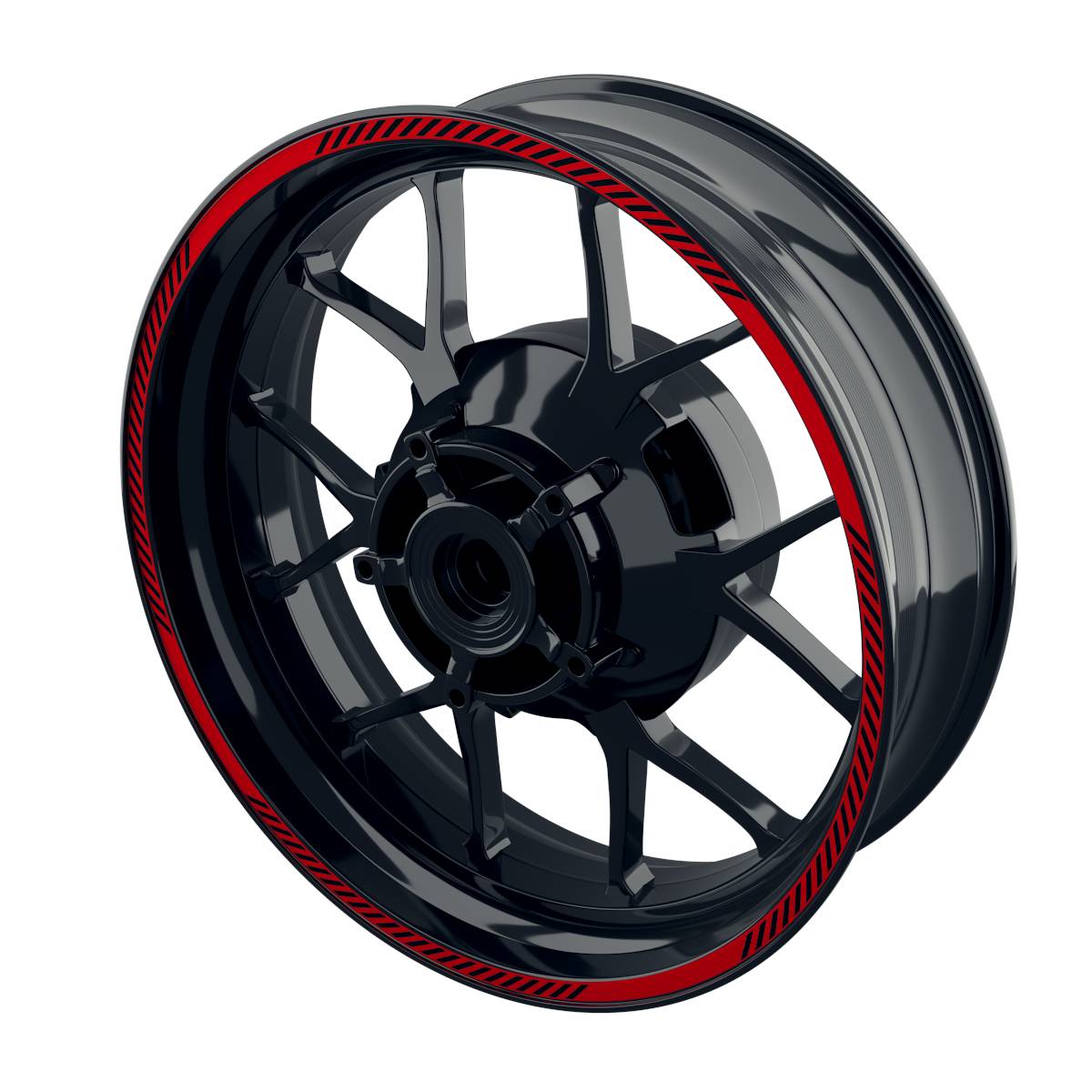 Felgenrandaufkleber V6 schwarz rot