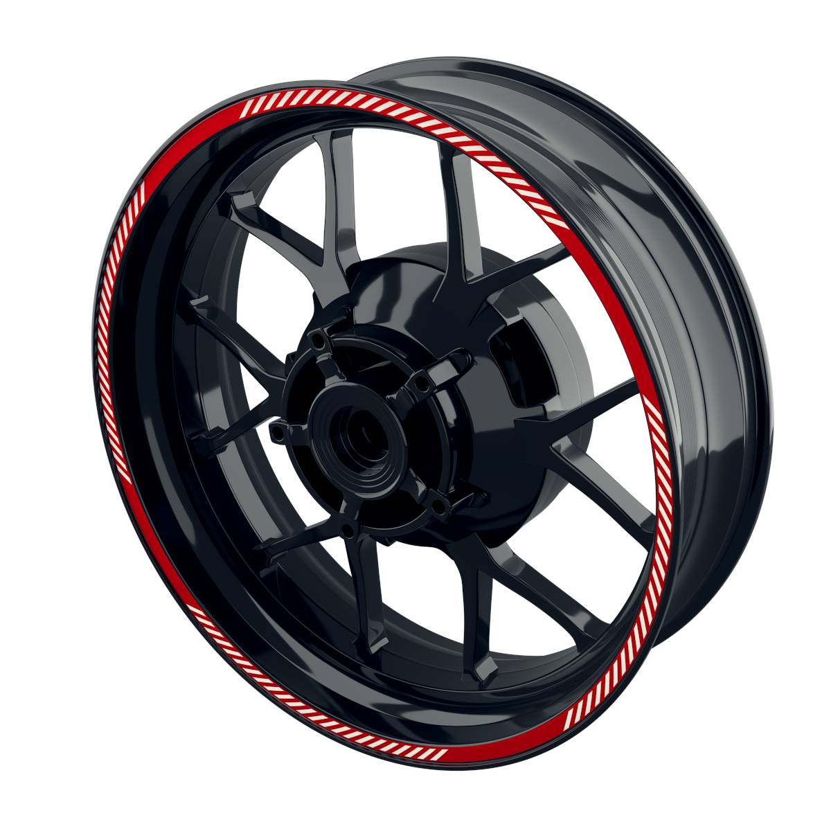 Felgenrandaufkleber V6 weiss rot