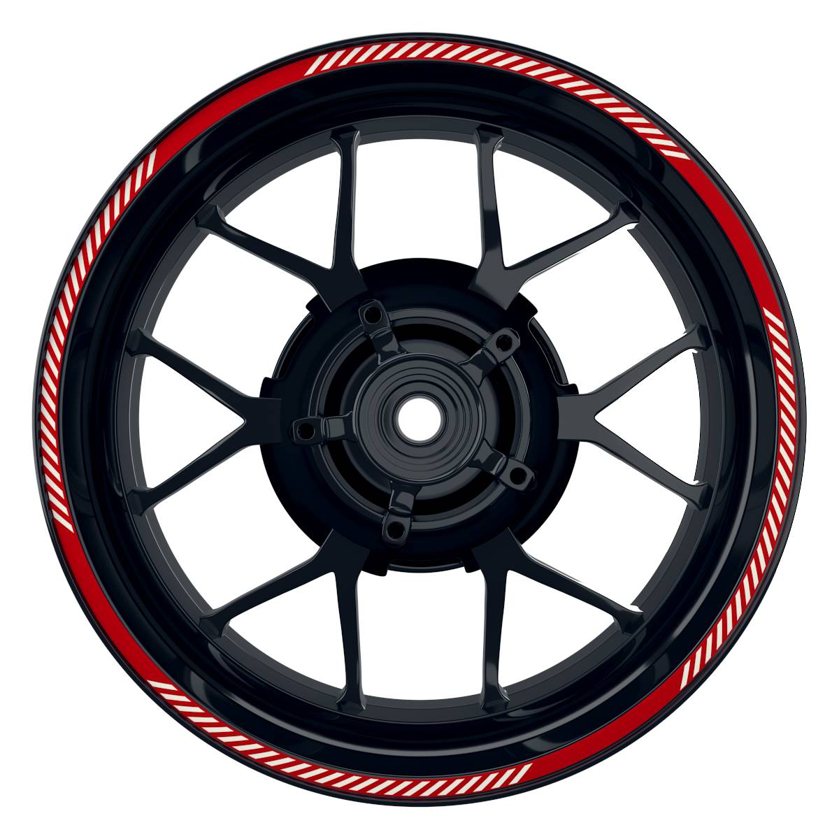 Felgenrandaufkleber V6 weiss rot Frontansicht