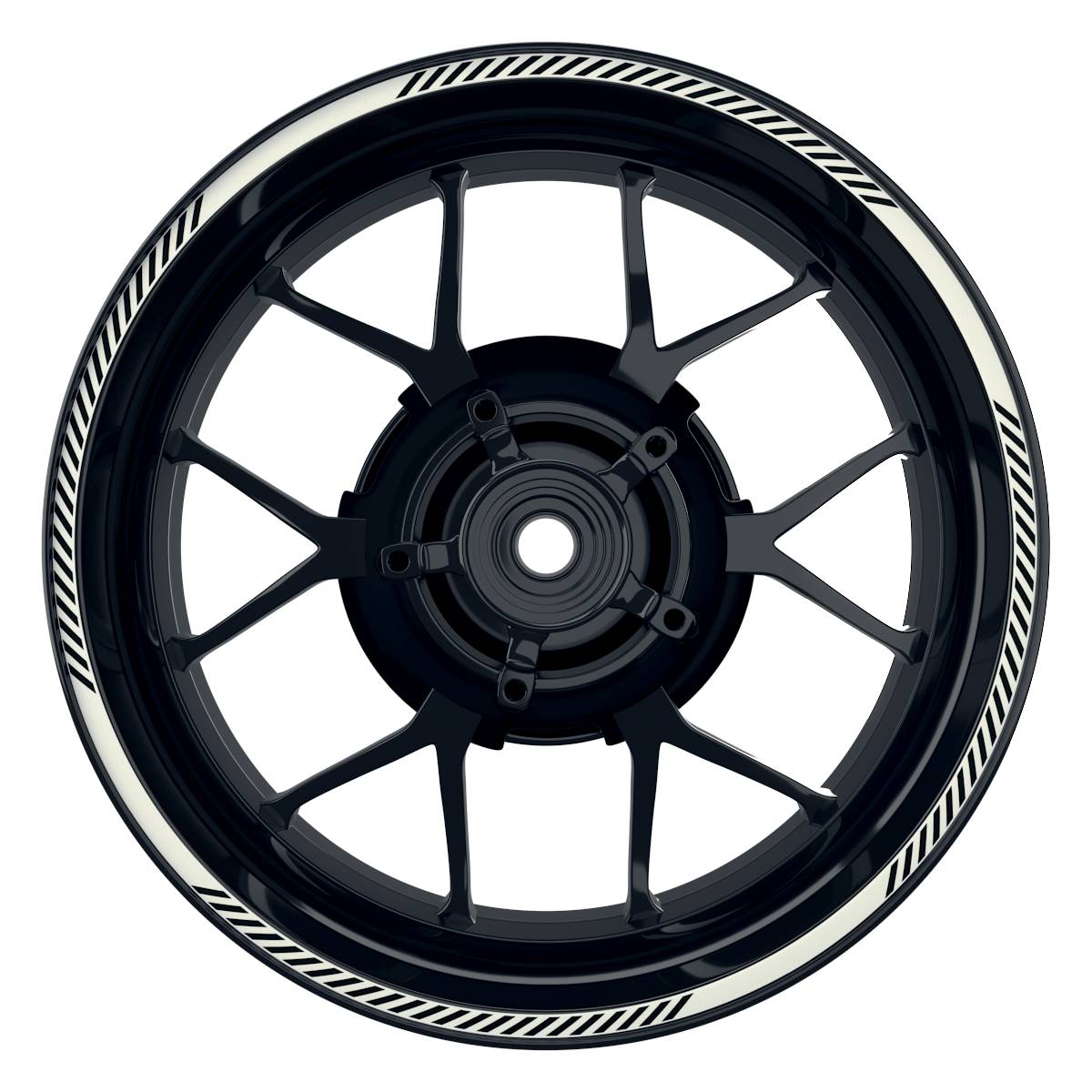 Felgenrandaufkleber V6 schwarz weiss Frontansicht