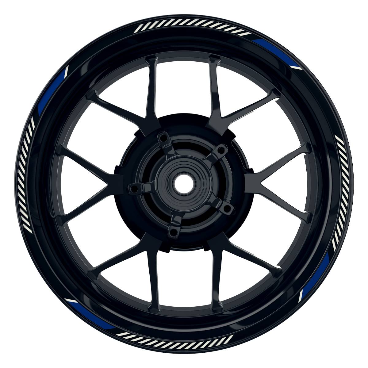 Felgenrandaufkleber V7 schwarz blau Frontansicht