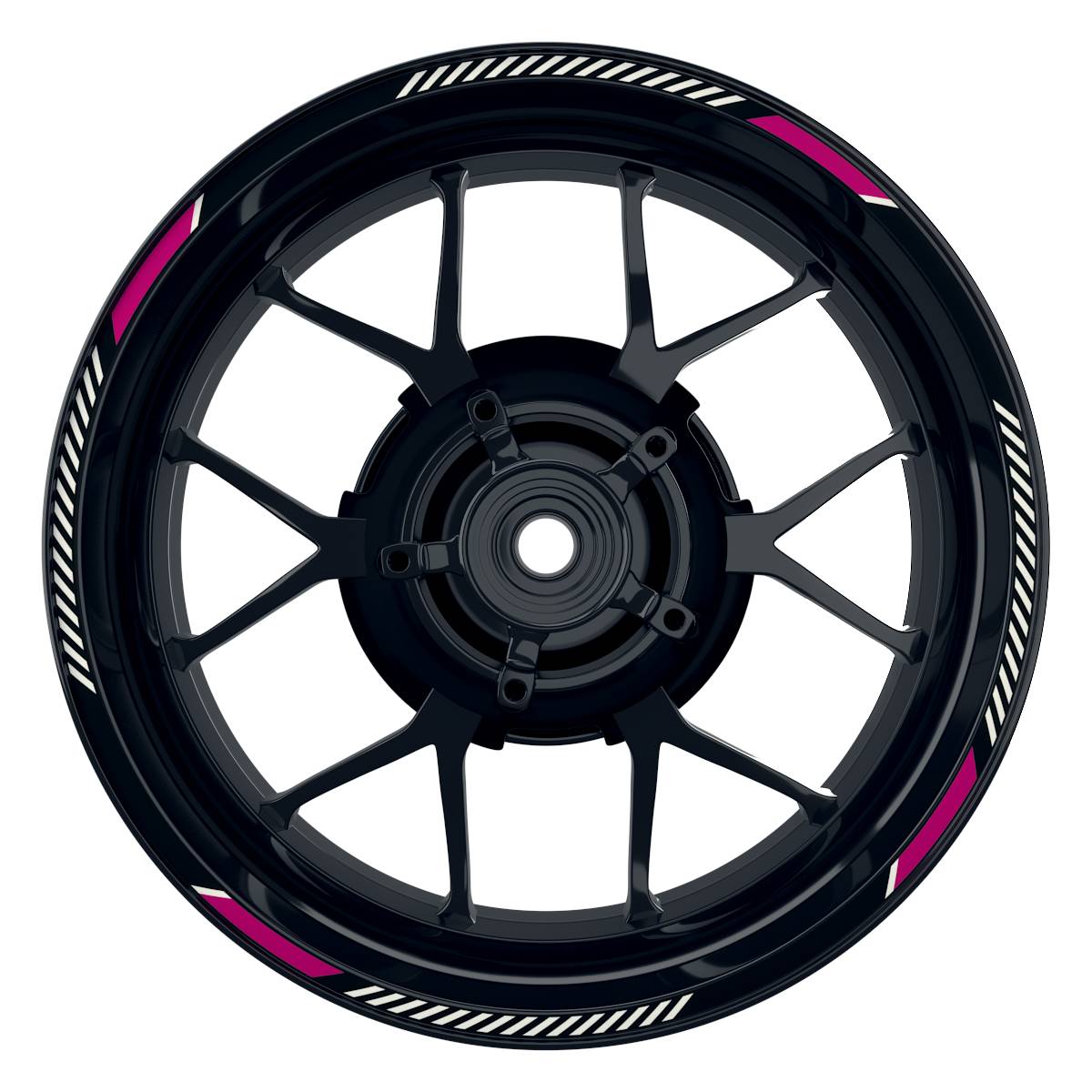 Felgenrandaufkleber V7 schwarz pink Frontansicht