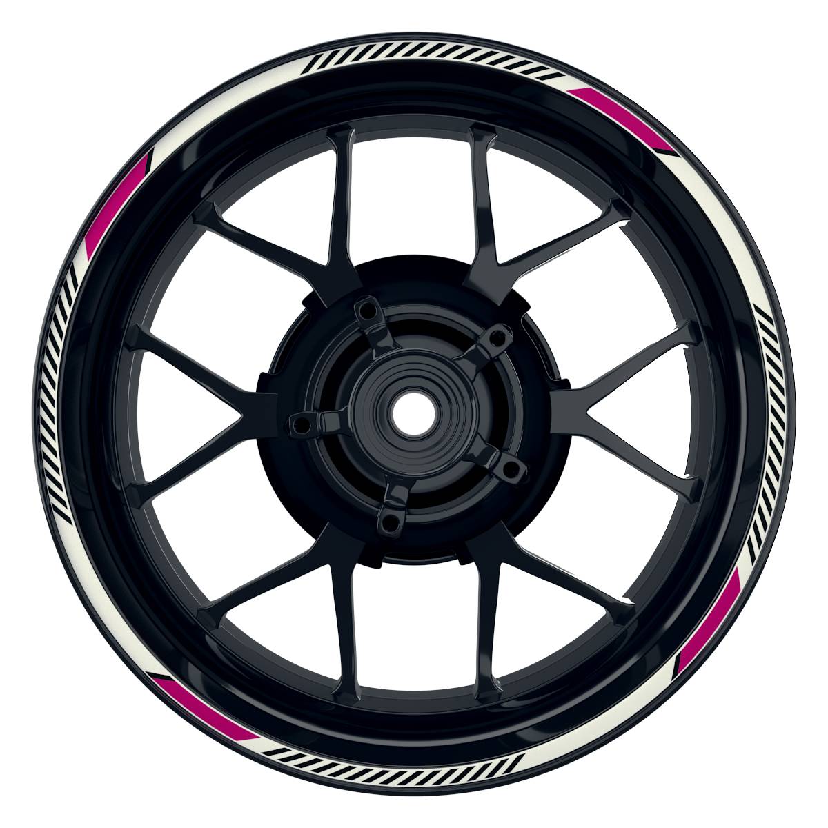 Felgenrandaufkleber V7 weiss pink Frontansicht