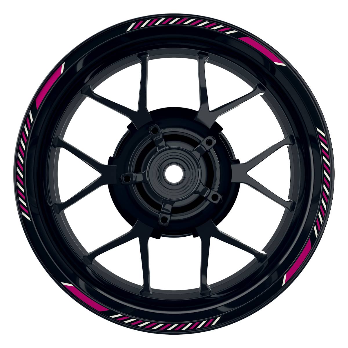 Felgenrandaufkleber V8 schwarz pink Frontansicht